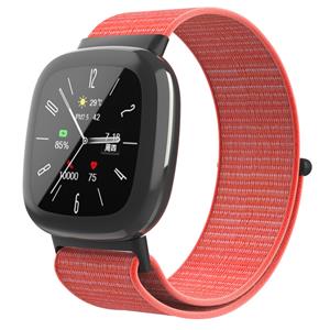 Strap-it Fitbit Versa 4 nylon bandje (oranje)