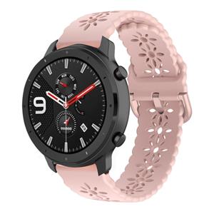 Strap-it Amazfit GTR 42mm siliconen bandje met patroon (roze)