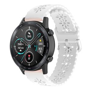 Strap-it Honor Magic Watch 2 42mm siliconen bandje met patroon (wit)