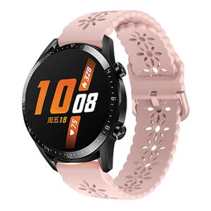 Strap-it Huawei Watch GT 42mm siliconen bandje met patroon (roze)