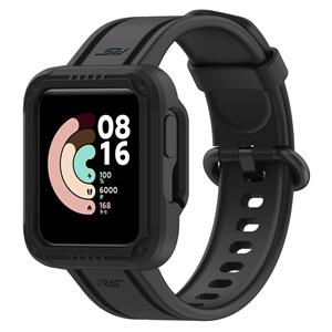 Strap-it Xiaomi Mi Watch Lite siliconen bandje met frame (zwart)