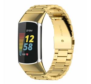 Strap-it Fitbit Charge 5 stalen band (goud)
