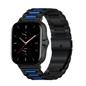 Strap-it Amazfit GTS 2 stalen band (zwart/blauw)