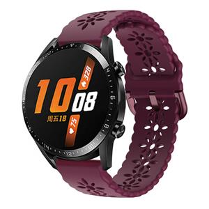 Strap-it Huawei Watch GT 42mm siliconen bandje met patroon (bordeaux)