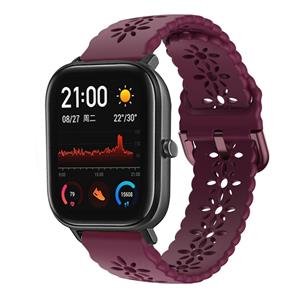 Strap-it Xiaomi Amazfit GTS siliconen bandje met patroon (bordeaux)