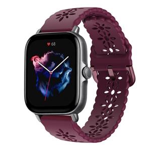 Strap-it Amazfit GTS 3 siliconen bandje met patroon (bordeaux)