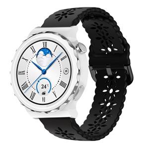 Strap-it Huawei Watch GT 3 Pro 43mm siliconen bandje met patroon (zwart)