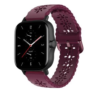 Strap-it Amazfit GTS 2 siliconen bandje met patroon (bordeaux)