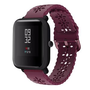 Strap-it Xiaomi Amazfit Bip siliconen bandje met patroon (bordeaux)