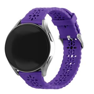 Strap-it Samsung Galaxy Watch Active siliconen bandje met patroon (donkerpaars)