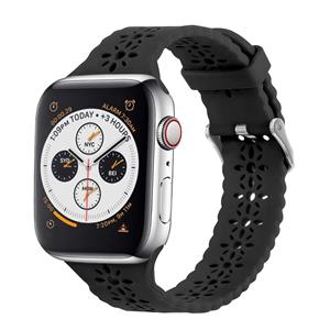 Strap-it Apple Watch siliconen bandje met patroon (zwart)