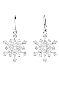 Elli Elli Oorbellen Dames SneeuwvlokHanger Filigraan met Kubische Zirkonia Kristallen in 925 Sterling Zilver