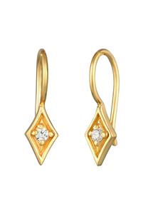 Elli DIAMONDS Dames oor hanger rhombus elegant met diamant (0,06 ct) in 925 sterling zilver verguld