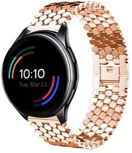 Strap-it OnePlus Watch stalen vis band (rosé goud)