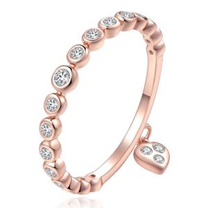 LGT JWLS Dames Ring Rose kleurig Verzilverd Edelstaal met Zirkonia en Hartje-16mm