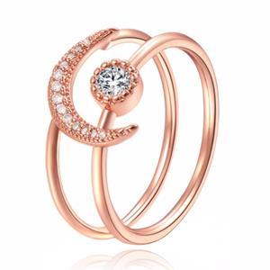 LGT JWLS Dames Ring Rose kleurig Edelstaal met Maan en Zirkonia Steen-16mm