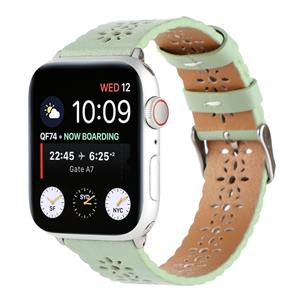 Strap-it Apple Watch leren bandje patroon (lichtgroen)