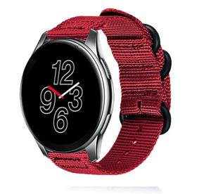 Strap-it OnePlus Watch nylon gesp band (rood)