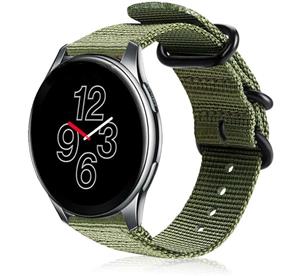 Strap-it OnePlus Watch nylon gesp band (groen