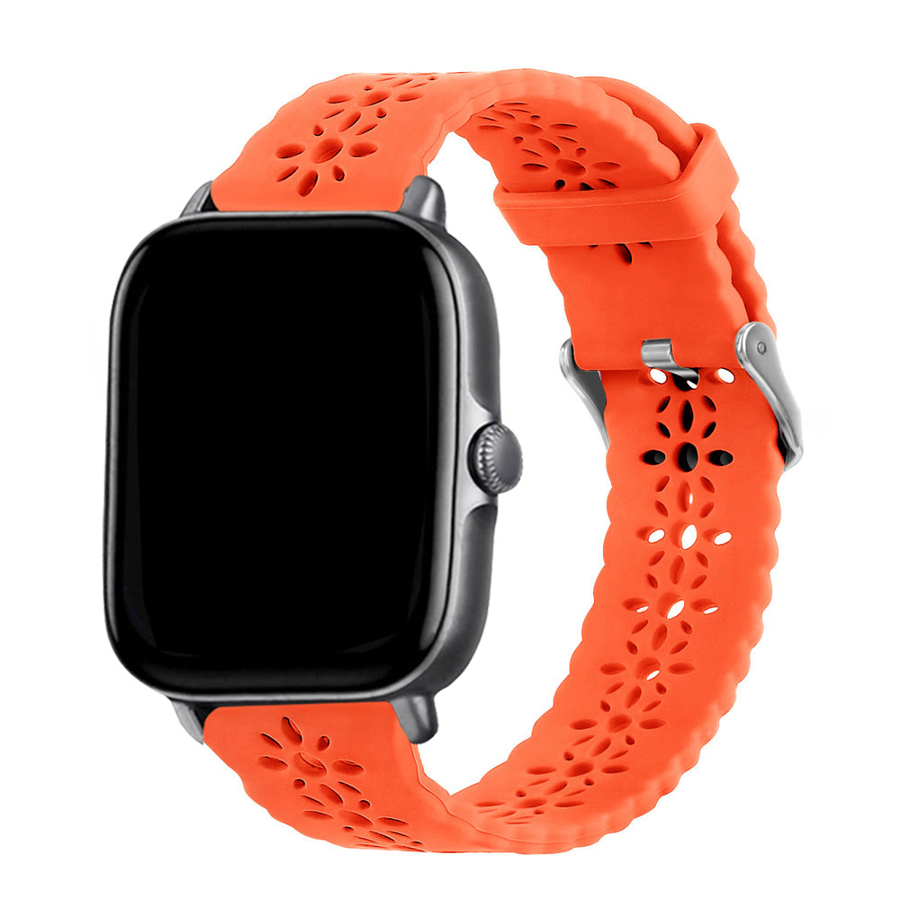 Strap-it Xiaomi Amazfit GTS siliconen bandje met patroon (oranje)