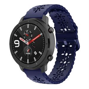 Strap-it Xiaomi Amazfit GTR 42mm siliconen bandje met patroon (donkerblauw)