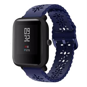 Strap-it Xiaomi Amazfit Bip siliconen bandje met patroon (donkerblauw)