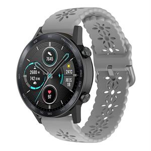 Strap-it Honor Magic Watch 2 42mm siliconen bandje met patroon (grijs)