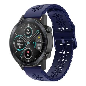 Strap-it Honor Magic Watch 2 42mm siliconen bandje met patroon (donkerblauw)