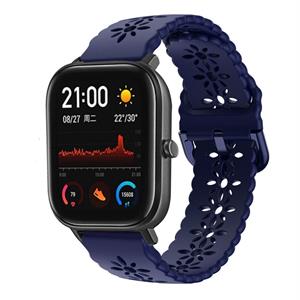 Strap-it Amazfit GTS 3 siliconen bandje met patroon (donkerblauw)