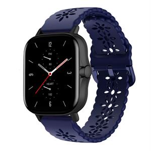 Strap-it Amazfit GTS 2 siliconen bandje met patroon (donkerblauw)