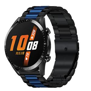 Strap-it Huawei Watch GT 2 stalen band (zwart/blauw)
