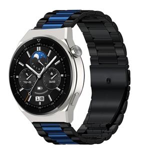 Strap-it Huawei Watch GT 3 Pro 46mm stalen band (zwart/blauw)