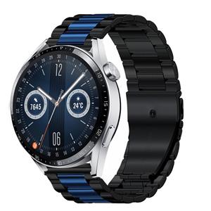 Strap-it Huawei Watch GT 3 46mm stalen band (zwart/blauw)