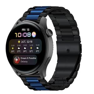 Strap-it Huawei Watch 3 (Pro) stalen band (zwart/blauw)