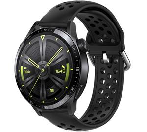 Strap-it Huawei Watch GT 3 46mm  siliconen bandje met gaatjes (zwart)