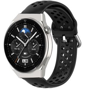 Strap-it Huawei Watch GT 3 Pro 46mm siliconen bandje met gaatjes (zwart)
