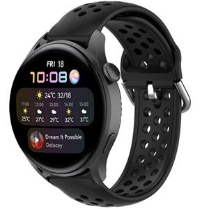 Strap-it Huawei Watch 3 (Pro) siliconen bandje met gaatjes (zwart)