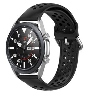 Strap-it Samsung Galaxy Watch 3 - 45mm siliconen bandje met gaatjes (zwart)