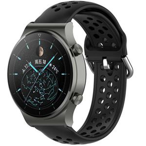 Strap-it Huawei Watch GT 2 Pro siliconen bandje met gaatjes (zwart)