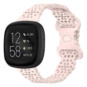 Strap-it Fitbit Versa 3 siliconen bandje met patroon (lichtroze)