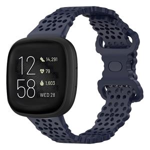 Strap-it Fitbit Versa 3 siliconen bandje met patroon (donkerblauw)