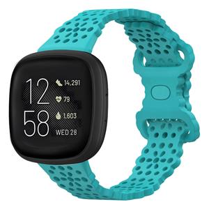 Strap-it Fitbit Versa 3 siliconen bandje met patroon (aqua)