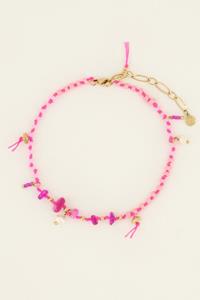 My jewellery Sunchasers enkelbandje met roze surf kralen&steentjes