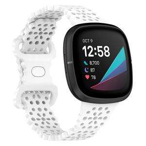 Strap-it Fitbit Sense siliconen bandje met patroon (wit)