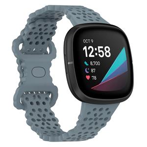 Strap-it Fitbit Sense siliconen bandje met patroon (grijsblauw)