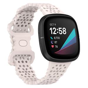 Strap-it Fitbit Sense siliconen bandje met patroon (zand roze)