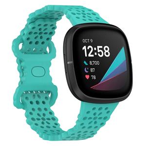 Strap-it Fitbit Sense siliconen bandje met patroon (aqua)