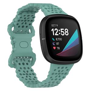 Strap-it Fitbit Sense siliconen bandje met patroon (groen)