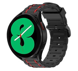 Strap-it Samsung Galaxy Watch 4 44mm sport gesp band (zwart/rood)
