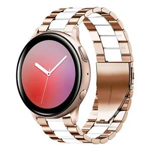 Strap-it Samsung Galaxy Watch Active stalen band (roségoud/wit)